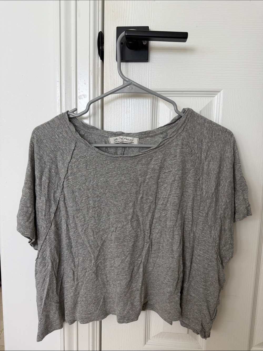 Free People Heather Gray Short-Sleeve Crop Top